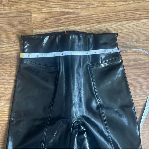 SPANX Sleek Black shaping High Waist Faux Leather Patent Leggings Size XS NWOT - Picture 11 of 14